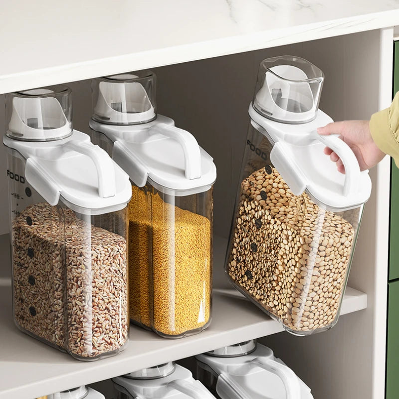 Moisture-Proof Storage Container for Grains Pet Food Snacks Transparent Sealed Food Storage Jar Kitchen Organizer for Dry Foods