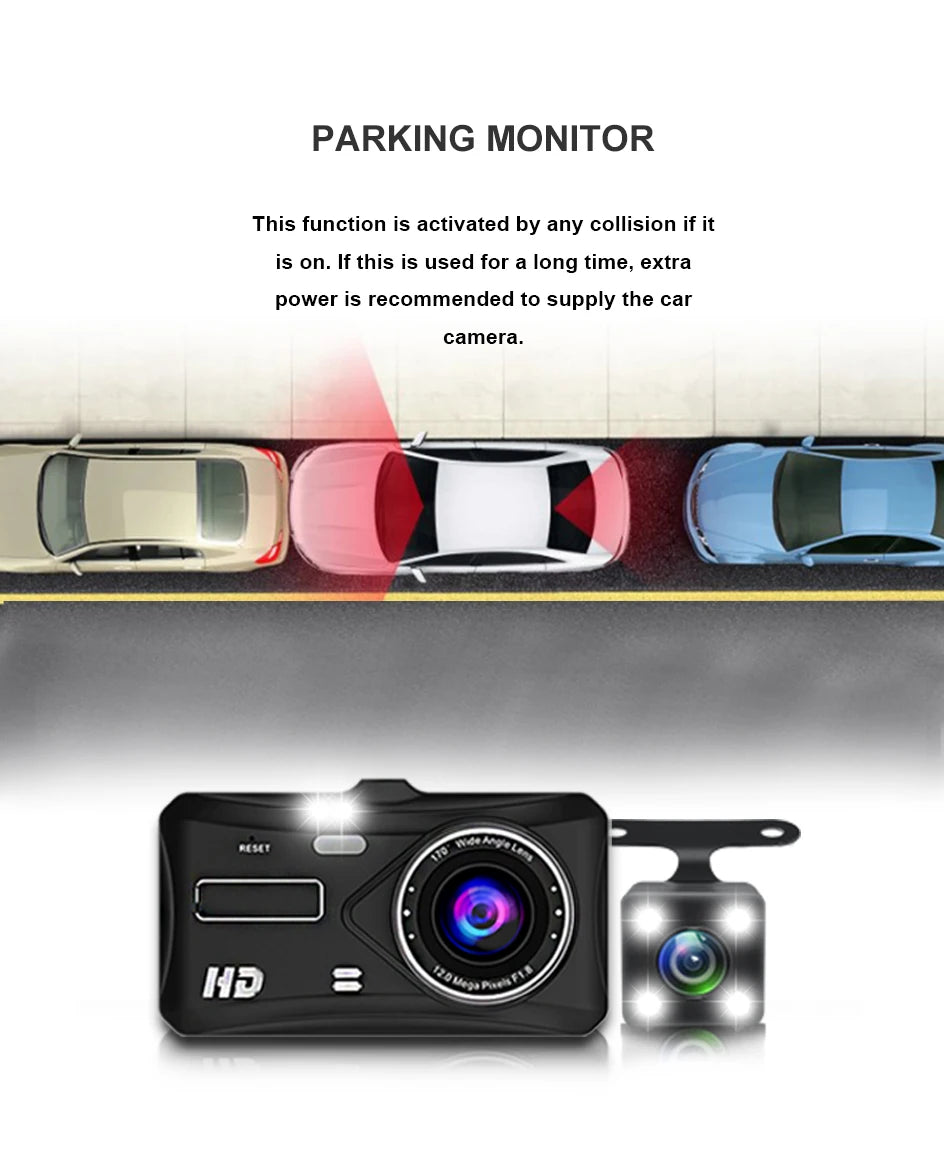 1080P Dash Cam With Night Vision Front And Rear Recording - Smarsty