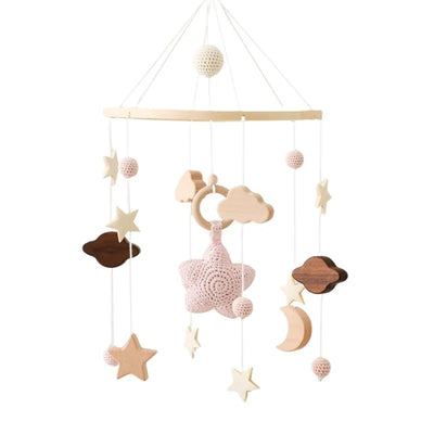Baby Crib Mobile Bed Bell Rattle Toys Wooden Crochet Stars Pendant Bed Bell Toys Newborn Comfort Crib Bracket Hanging Toys Gifts by Smarsty