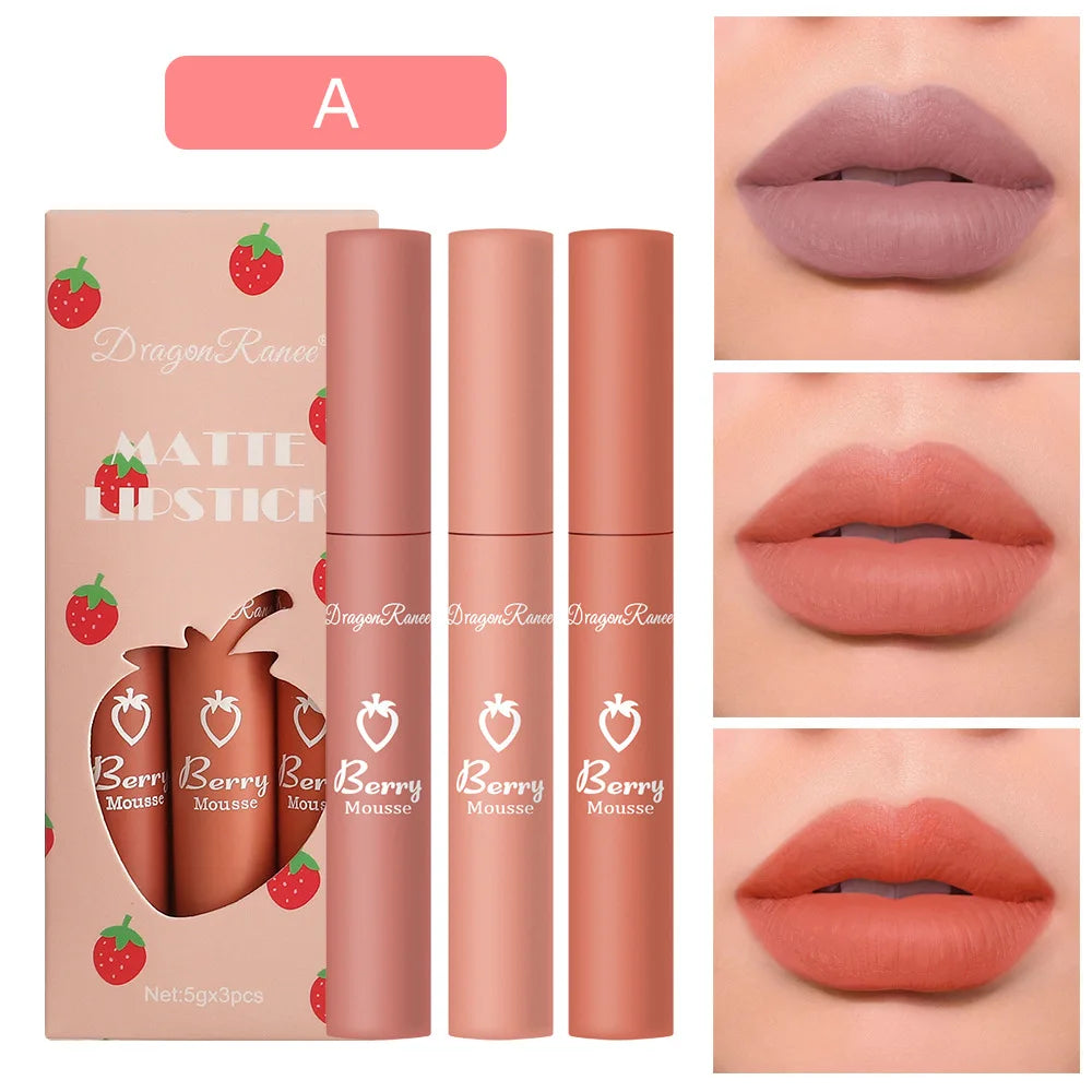 3 PCS Velvet Matte Lip Gloss Set for Hydration - Smarsty