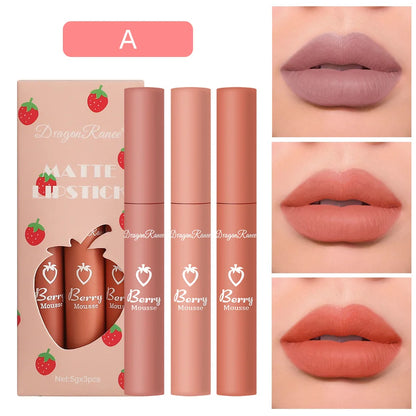 3 PCS Velvet Matte Lip Gloss Set for Hydration - Smarsty