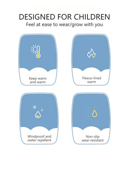 NOFOXO Winter Kids Warm Gloves Water-resistant Sports Gloves Thick Plush Lining Cold Weather Childrens Cycling Gloves Boys Girls