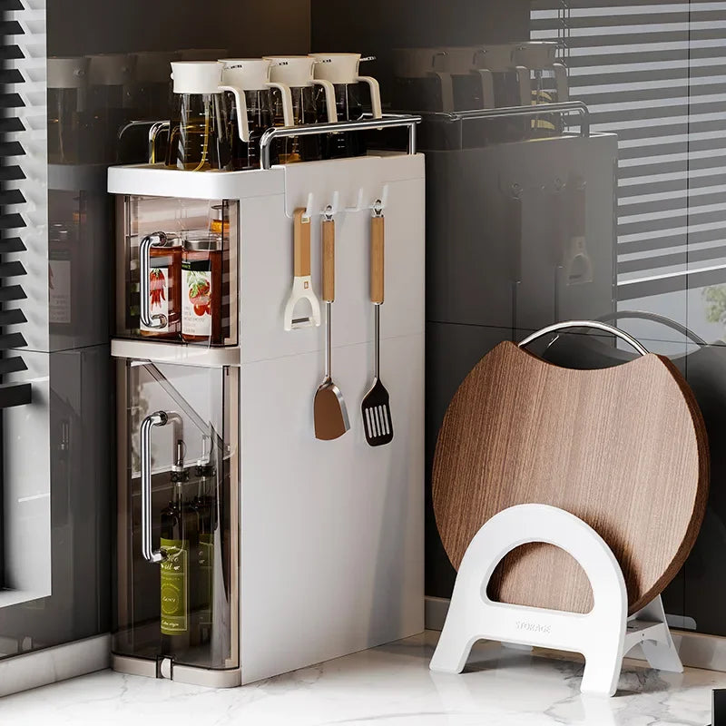 2/3 Layer Kitchen Spice Shelves Pull-Out Spice Organizer Shelf Household Multi-Functional Oil Salt Sauce and Vinegar Storage