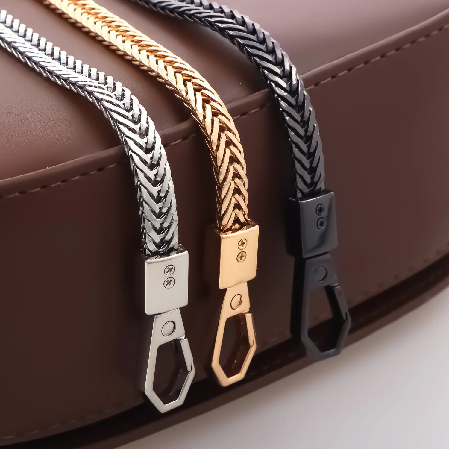 Snake Bag Chains Bag Chain Strap Replacement 7mm Wide Flat Chain Strap Metal Chains for Wallet Tote Bag Shoulder Crossbody Bag