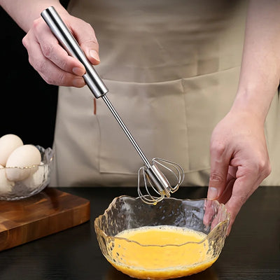 Stainless Steel Egg Beater Durable Semi-Automatic Mixer for Effortless Egg Cream Mixing Stirring and Beating for Kitchen Baking - Smarsty