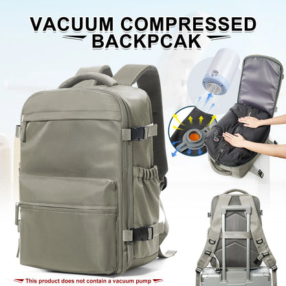Fashion College Backpack Men Vacuum Compression Backpack, Women Men 15.6in Laptop Backpack Expand Hiking Vacuum Travel Backpack - Smarsty