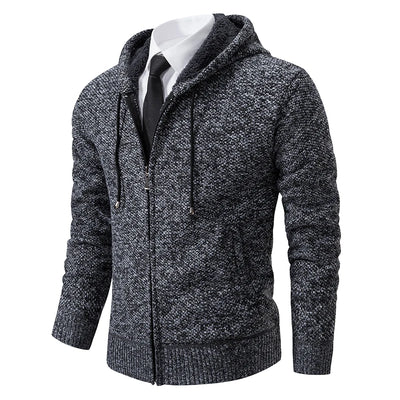 Autumn And Winter New Jersey Men's Casual Sports Coat Solid Color Stand Collar Wweater Grab Fleece Warm Zipper Cardigan - Smarsty