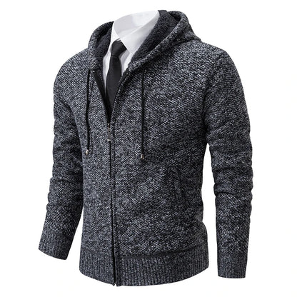 Autumn And Winter New Jersey Men's Casual Sports Coat Solid Color Stand Collar Wweater Grab Fleece Warm Zipper Cardigan - Smarsty