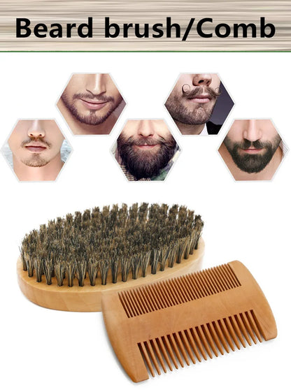 Men's Boar Bristle Shaving Brush Set for Precision Grooming - Smarsty