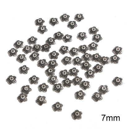 50pcs Tibetan Silver Leaf Flower Bead Caps for Jewelry Making - Smarsty