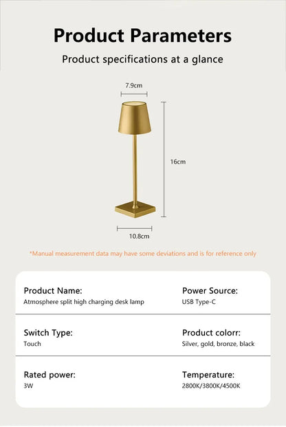 Wireless LED Table Lamp Rechargeable Dimmable Mood Light - Smarsty