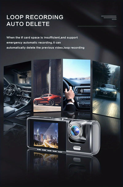 Dash Cam W/ IR Night Vision Loop Recording & 2" IPS Screen 1080P 3 Camera ， DVR recorder, video recorder, Vehicle DVR - Smarsty