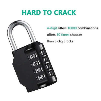 1pc Combination Lock Resettable 4 Digit Padlock with Combination Waterproof and Heavy Duty Combination Padlock Outdoor - Smarsty