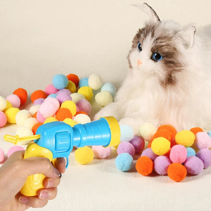 Interactive Cat Toy Shooting Gun with Plush Balls - Smarsty