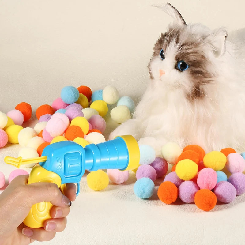 Interactive Cat Toy Shooting Gun with Plush Balls - Smarsty