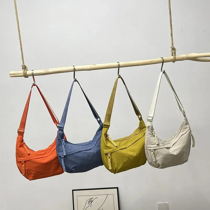 Minimalist Nylon Shoulder Bag With Multifunctional Storage - Smarsty