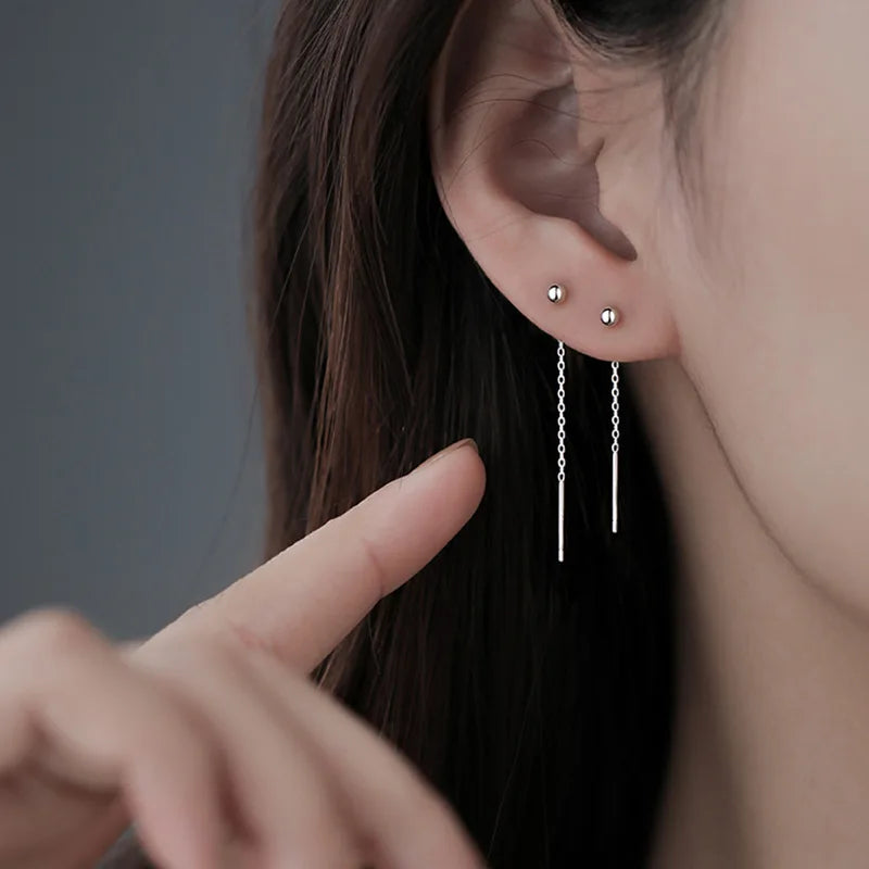 Silver Geometric Dangle Earrings for Women Stylish Drop Design - Smarsty