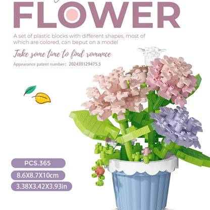 Building block flower simulation bouquet small particle assembly puzzle toy children's handmade DIY potted tabletop ornament - Smarsty