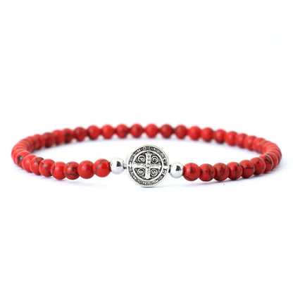 Men's 4mm Beaded Tiger Eye Bracelet Natural Stone Meditation - Smarsty