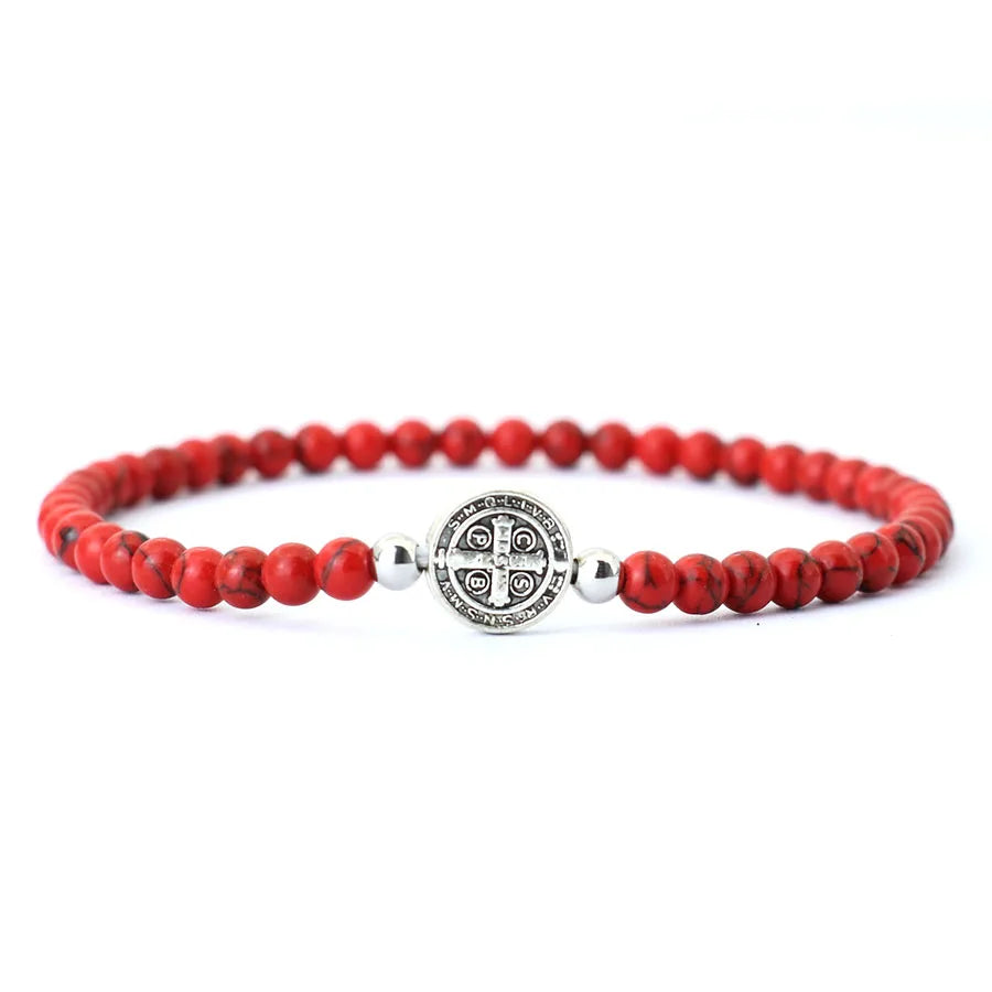 Men's 4mm Beaded Tiger Eye Bracelet Natural Stone Meditation - Smarsty