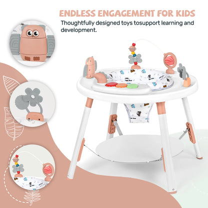 Multi-Functional Baby Play Center – 3-in-1 Activity Center with Removable Toys, 360° Seat & Adjustable Height (Blue/Pink/Green) - Smarsty