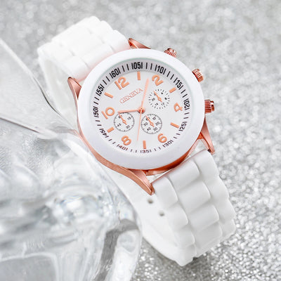 Women's Casual Silicone Band Quartz Watch Set - Smarsty