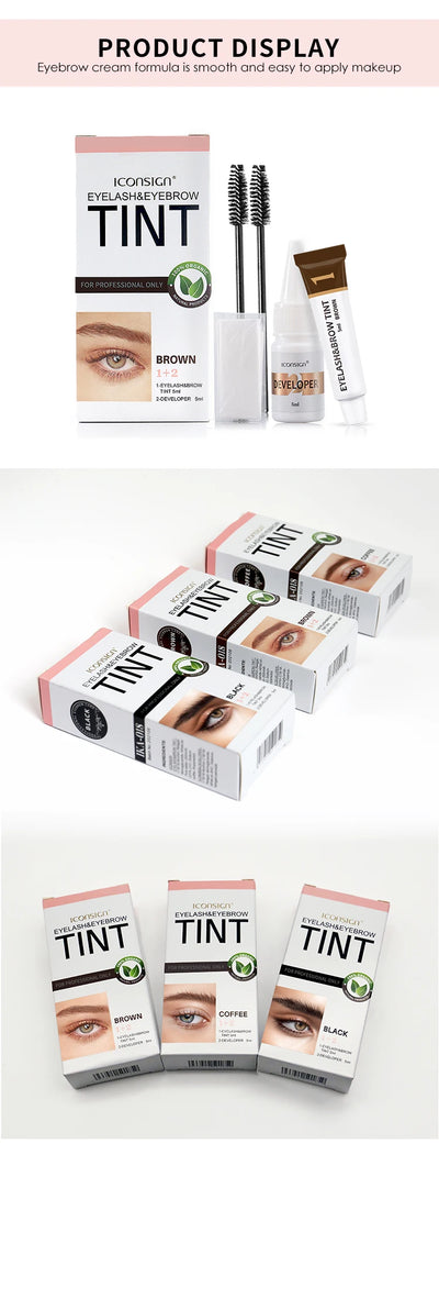 ICONSIGN Eyelash Eyebrow Dye Tint Kit Brow Enhancer Mascara Lift Tinting Tattoo Eyes Makeup Tools - Smarsty
