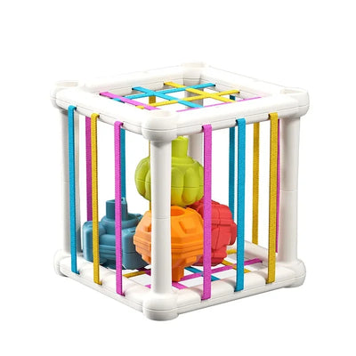 Baby Montessori Shape Sorter Cube Rainbow Colorful Blocks Sorting Game Infant Cognitive Grip Training Learning Educational Toy - Smarsty