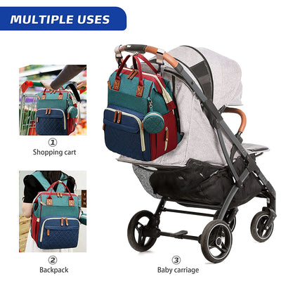 3 In 1 Diaper Bag Backpack Foldable Baby Bed Waterproof Travel Bag with USB Charge Diaper Bag Backpack with Changing Bed 3 types by Smarsty