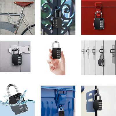 1pc Combination Lock Resettable 4 Digit Padlock with Combination Waterproof and Heavy Duty Combination Padlock Outdoor - Smarsty