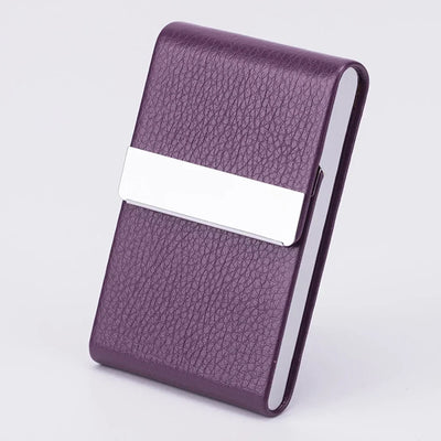 Men Postcard Box Business Multifunction Card Holder Case PU Leather Metal Pocket Holder with Magnetic Shut Cigarette Wallet Case - Smarsty