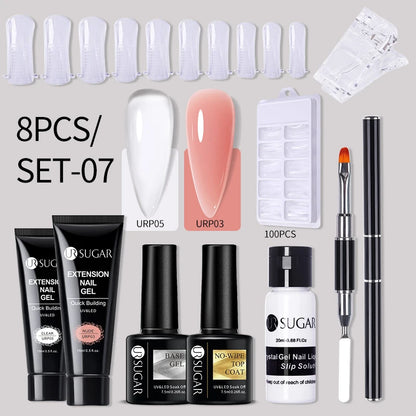 Nude Glitter Gel Nail Polish Kit for Long-Lasting Manicure - Smarsty