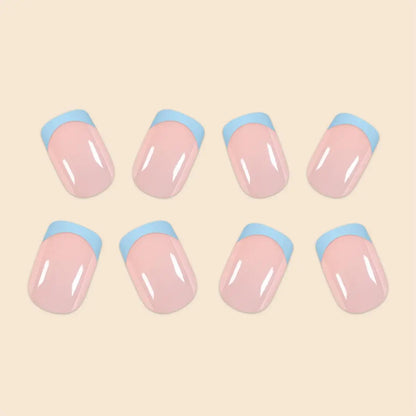 24 Pcs Women Short French Dual Color Press On Nails - Smarsty