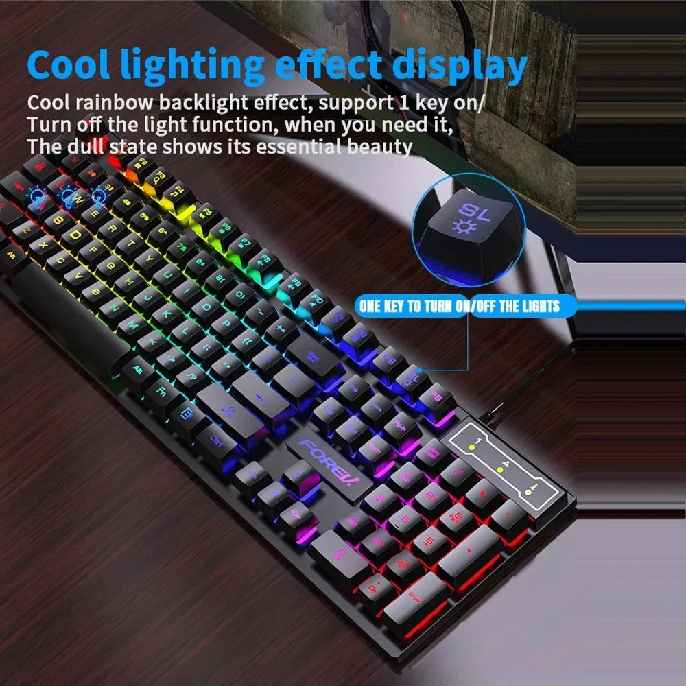 Backlit Mechanical Keyboard Gaming Set With Mouse Bundle