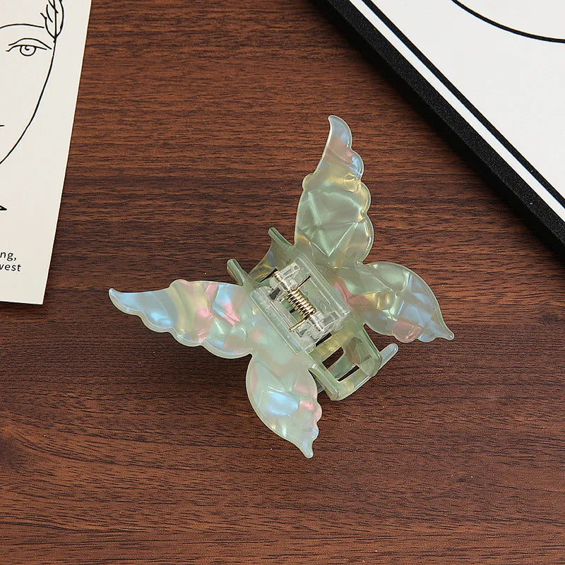 Pearlescent Butterfly Hair Claw 7cm Acetate Elegant Grip - Smarsty