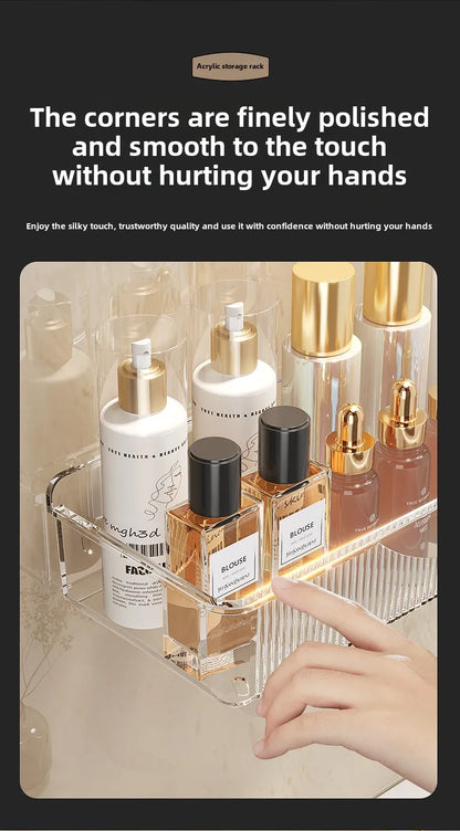 Wall mounted cosmetic and skincare storage rack for bathroom no need for drilling Multi functional kitchebathroom storage rackra by Smarsty