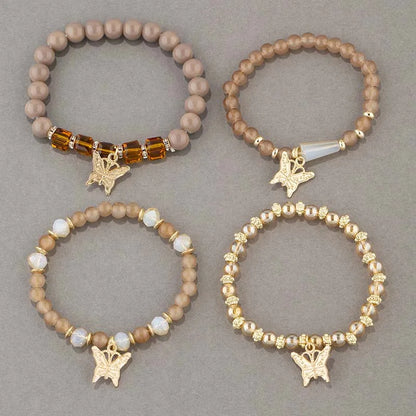 Trendy Butterfly Beaded Bracelet Set for Women - Smarsty