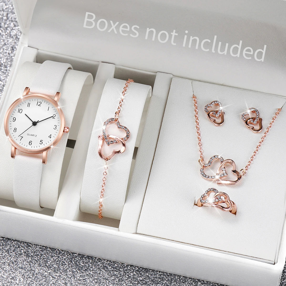 Fashion Women's Quartz Watch with Leather Band and Diamonds - Smarsty