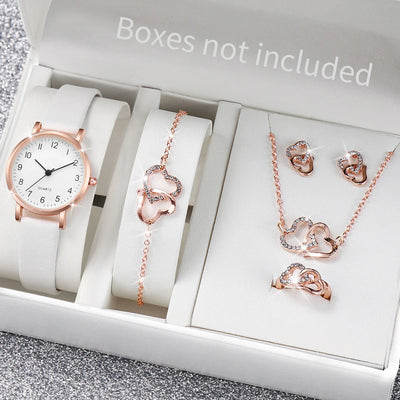 Fashion Women's Quartz Watch with Leather Band and Diamonds - Smarsty