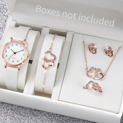 Fashion Women's Quartz Watch with Leather Band and Diamonds - Smarsty