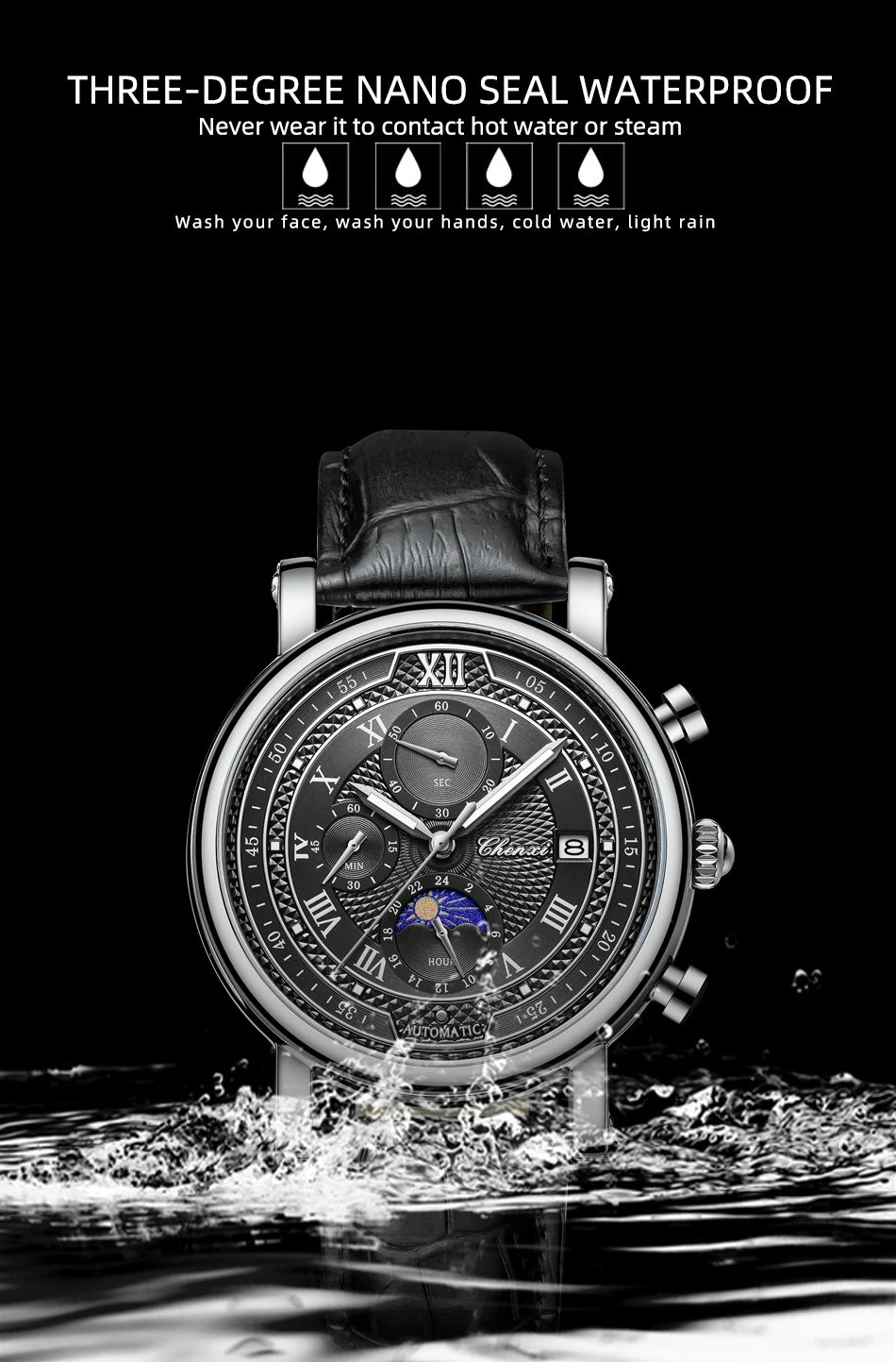 Chenxi Leather Chronograph Quartz Watch for Men - Smarsty