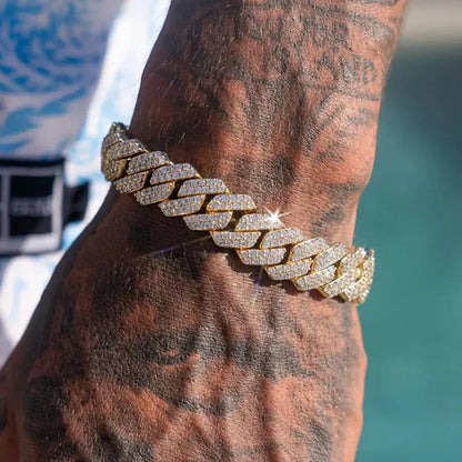 14MM Iced Prong Link Cuban Chain Bracelet for Men and Women - Smarsty