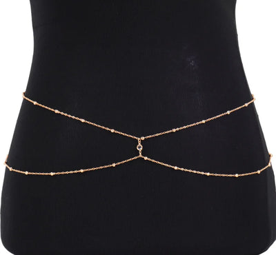 Clear Rhinestone Beaded Belly Chain Body Jewelry - Smarsty