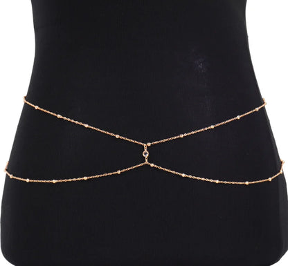 Clear Rhinestone Beaded Belly Chain Body Jewelry - Smarsty