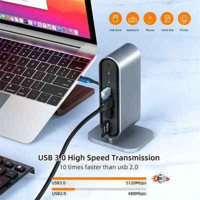 USB C Hub Docking Station Multiport 4K HDMI RJ45 VGA - Smarsty