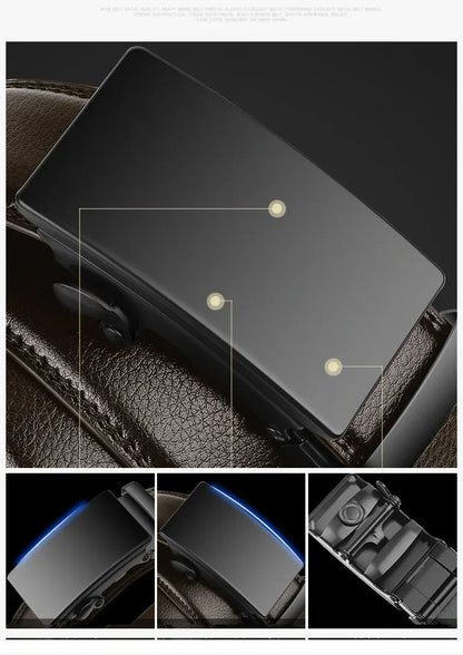 Automatic Buckle PU Leather Belt for Men Business Waist Strap - Smarsty