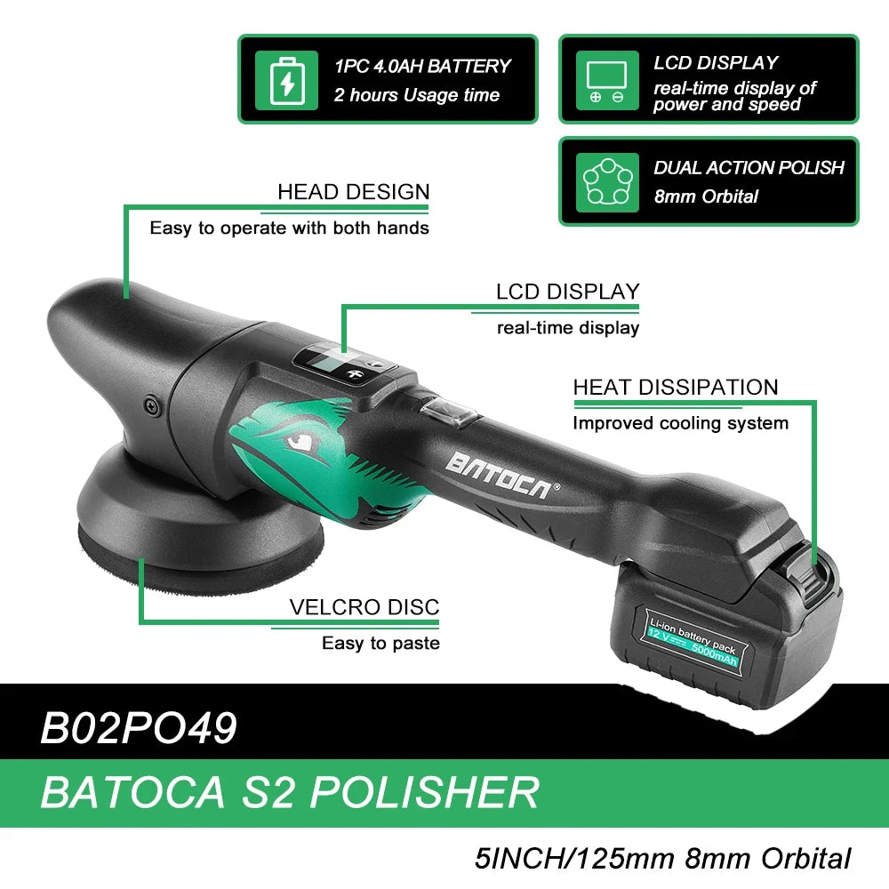 Cordless Car Polisher Dual Action with LCD Soft Start - Smarsty