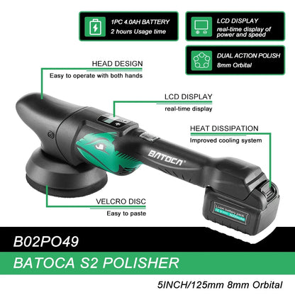Cordless Car Polisher Dual Action with LCD Soft Start - Smarsty