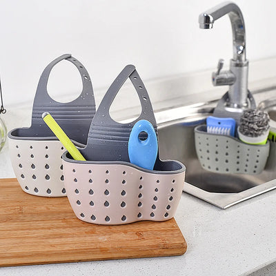 Home Storage Drain Basket Kitchen Sink Holder Adjustable Soap Sponge Shlf Hanging Drain Basket Bag Kitchen Accessories by Smarsty