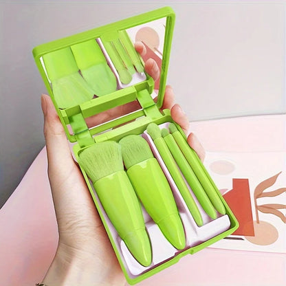 5Pcs Portable Makeup Brush Set With Mirror - Smarsty